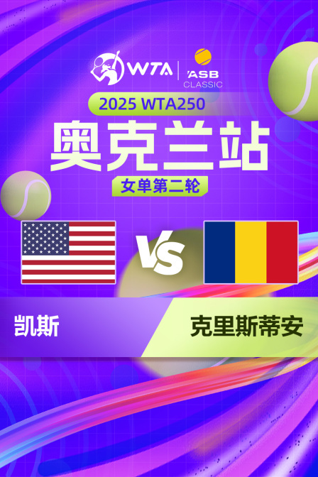 2025WTA250奥克兰站 女单第二轮 凯斯VS克里斯蒂安