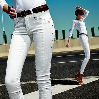 SOPHY 橡菲 2014新款 时尚个性铆钉牛仔裤 百