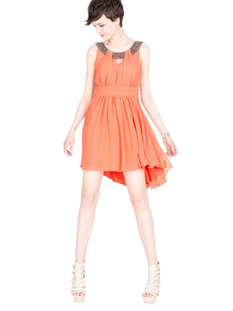 ONLY夏新镂空无袖钉珠修身连衣裙女L(红 Red