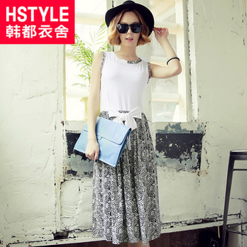 韩都衣舍 韩版2014夏装新款女装无袖修身连衣