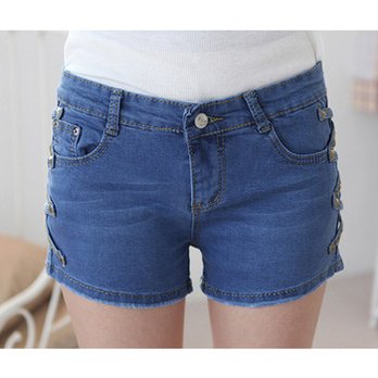 欣柏纶2014春装新款时尚<em>休闲</em>浅色牛仔<em>短裤</em>女