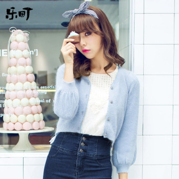 乐町2014秋装新款日系<em>女装</em>泡泡袖可爱<em>小开衫</em>