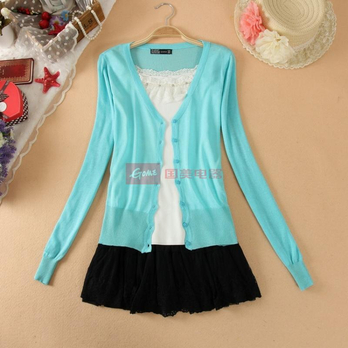 艾依娅 春装新款百搭<em>针织衫</em>女装<em>薄</em>款长袖<em>小开</em>