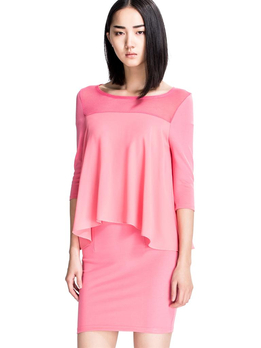 ONLY 纯色包臀修身中袖连衣裙(粉 Pink)|1141