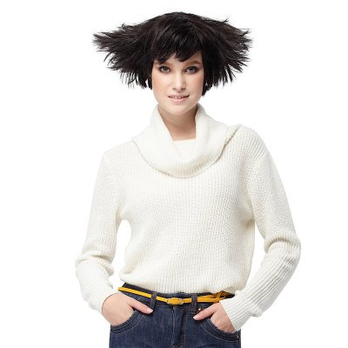 右道 新款高领套头毛衣女长袖堆堆领加厚毛衣