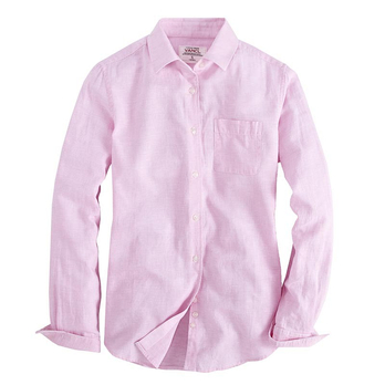 LINEN-高级特质棉麻休闲长袖衬衫 女款 粉色千