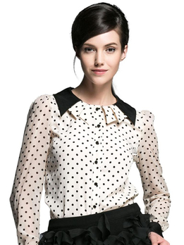 <em>Vero Moda</em>雪纺圆点娃娃领通勤女衬衫N(浅粉 