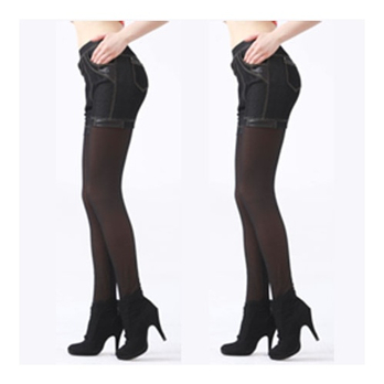 体会 女大码秋冬中厚拉绒仿<em>牛仔短裤加</em>丝袜时