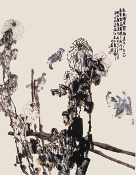 艺术简历     善工大写意,花鸟画以及山水画,师法徐渭,虚谷,八大山人