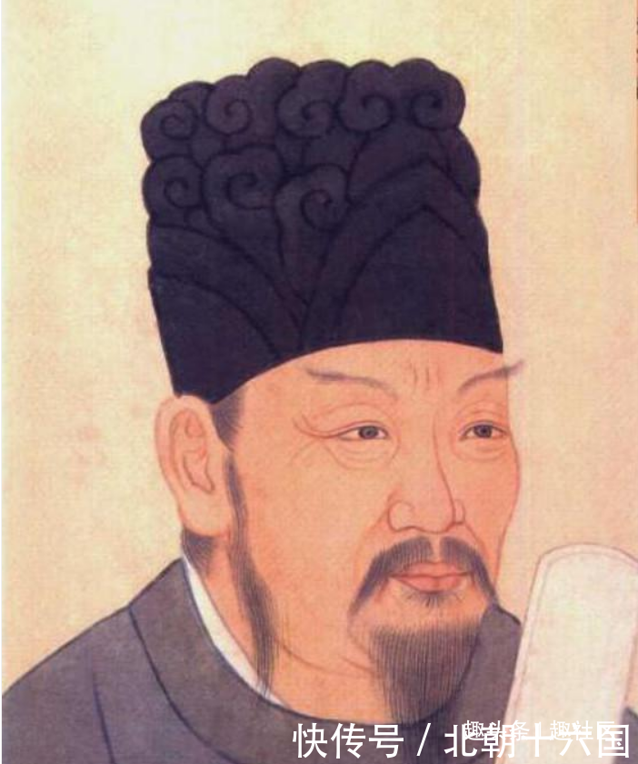 唐朝大臣的画像:长孙无忌像道士,越国公像财神