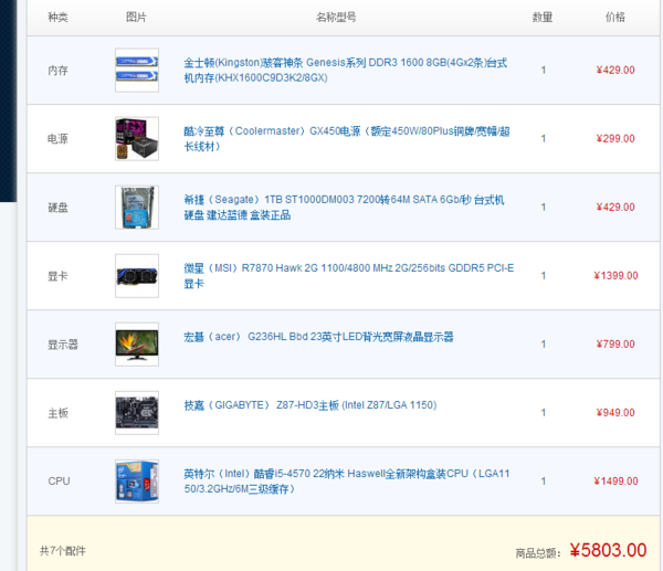 配一台能玩主流大型单机游戏得电脑。价格在5