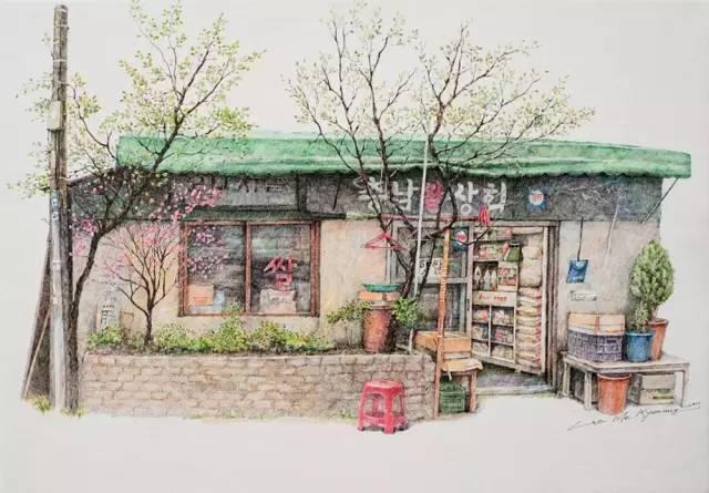 手绘插画|各种杂货店 圆珠笔手绘