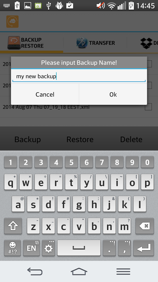 Lets play SMS Backup - DropBox截图2