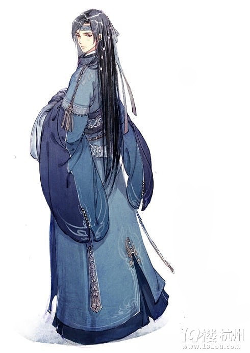 古代男子笑的手绘图图片