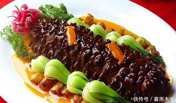 鲁菜海参海参葱烧经典,章丘名菜配大葱,绝了红豆椰蓉糕图片