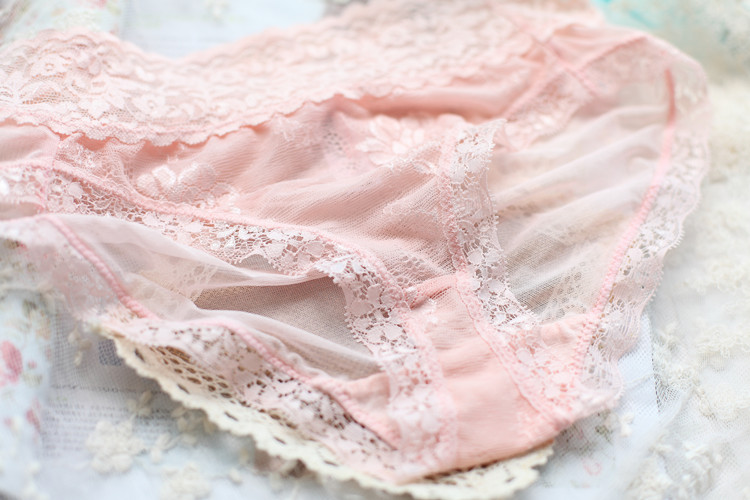 韩国原单淡粉色甜美性感诱惑女<em>内裤</em> 蕾丝边透