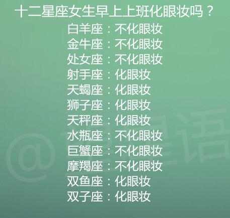 十二星座女生早上上班化眼妆吗? 12星座喜欢电脑做笔记还是手写?