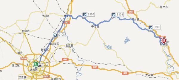 求骑自行车从成都到遂宁射洪县城的地图,谢谢