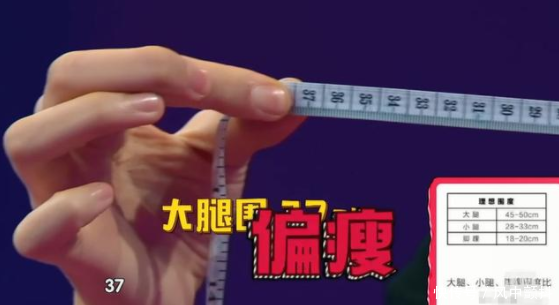 腿和何洁小腿一样细,记者曾拿尺子测量腿围,数