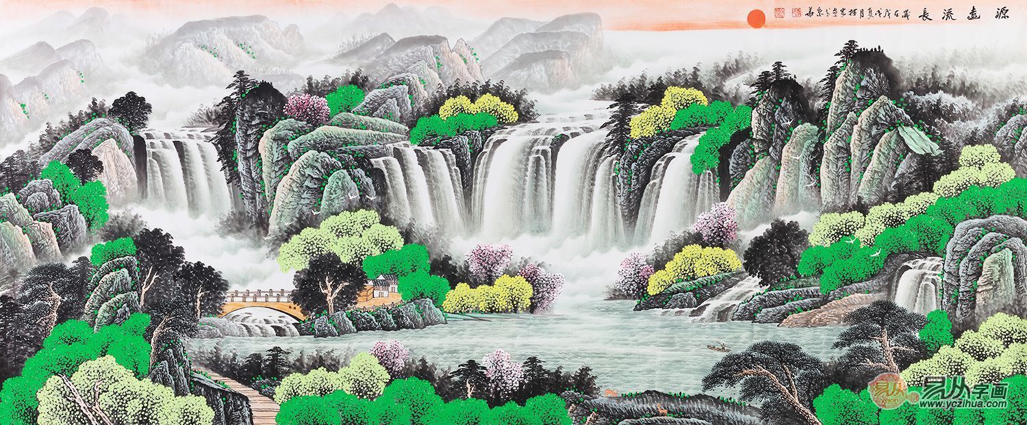 聚宝盆c款 李林宏新品国画山水画《源远流长 作品来源【易从网】