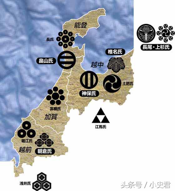 日本战国主要氏族势力分布图、家族标志、靠旗