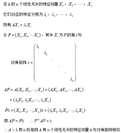 n阶矩阵A与对角阵相似的充要条件