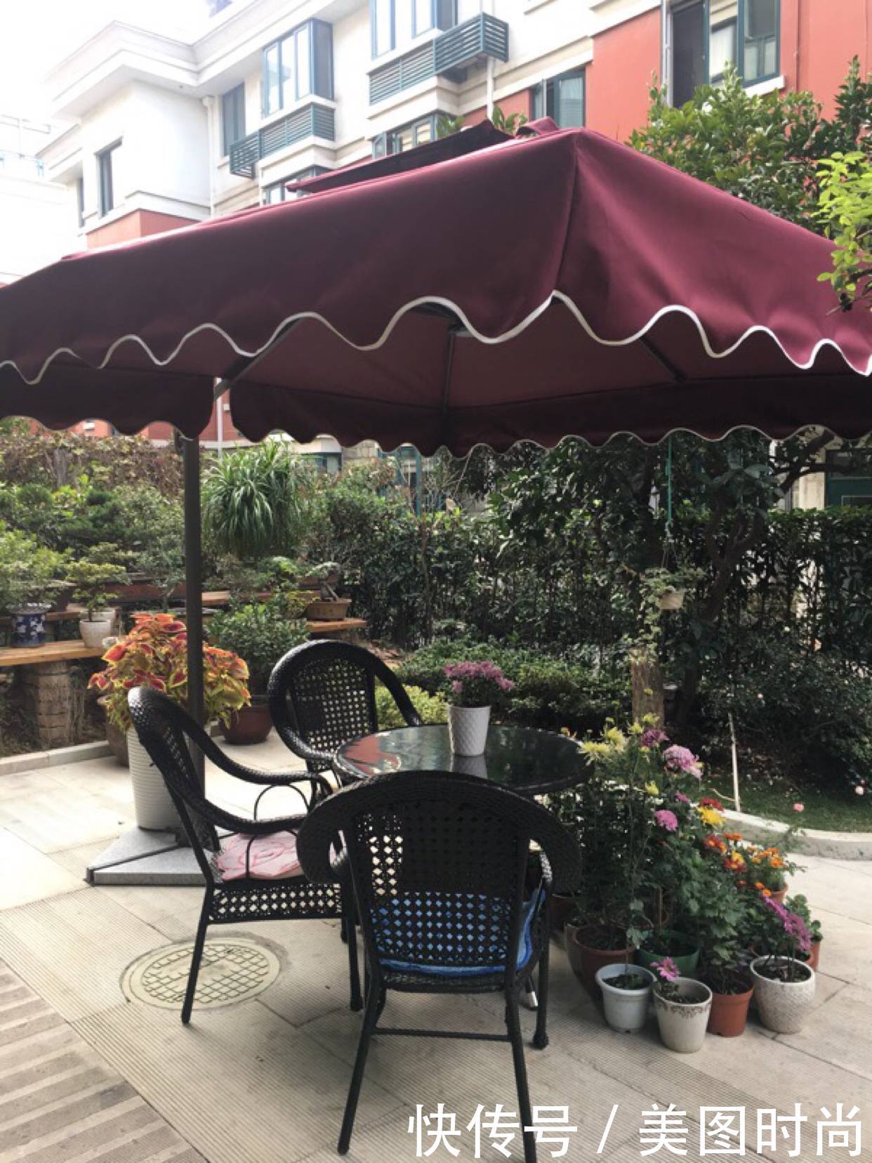 3米的伞够大 ,小花园遮阴挡雨,有情调!