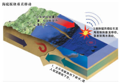 日本大海啸平的上下移动掉板块级压就是大地震