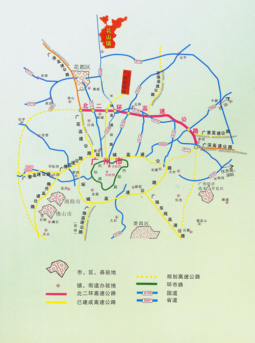 广州市花都区手绘地图