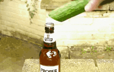 搞笑gif: 教你们用黄瓜开啤酒, 学会了吗?