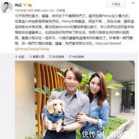 陶喆发文悼念去世爱犬:感受到生命的奇妙与脆