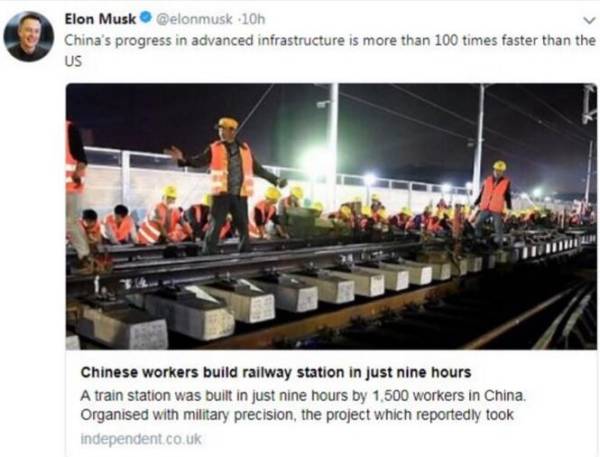 中国工人施工视频令马斯克惊叹:比美国快100多倍!