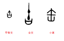 甲骨文字形,上面是"午"