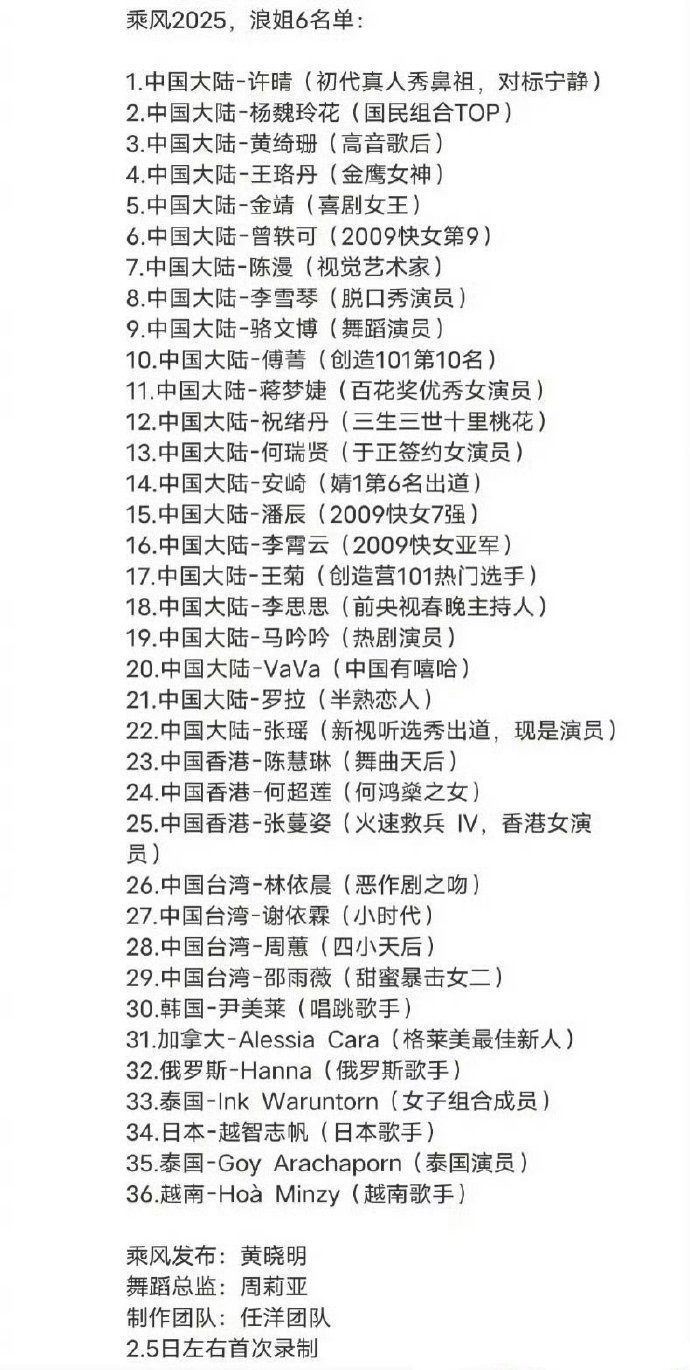 《浪姐6》来袭，看清全新阵容后：历届最强咖位都来了