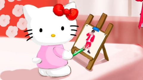 白白侠画画 Hello Kitty的粉色小房间