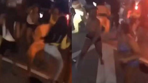 网罗天下 众女穿比基尼街头打群架