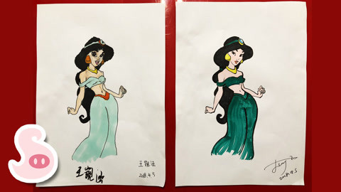 大鼻孔和小尾巴 如何画迪士尼的茉莉公主
