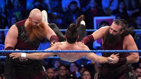 wwe美国职业摔角 蛮力兄弟战斗力太逆天 无限连招直接轰翻对手