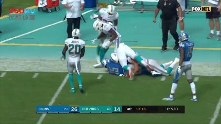 【NFL第7周比赛集锦】雄狮32-21海豚