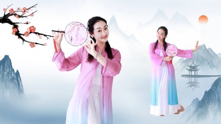 糖豆广场舞课堂《伊人唱》优美的古典团扇舞