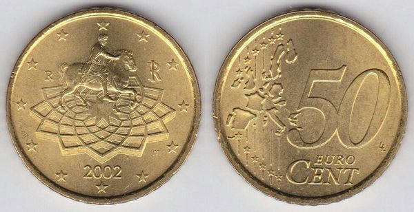 你这个应该是现代的硬币,很像是意大利50欧分或者俄罗斯50戈比,如图