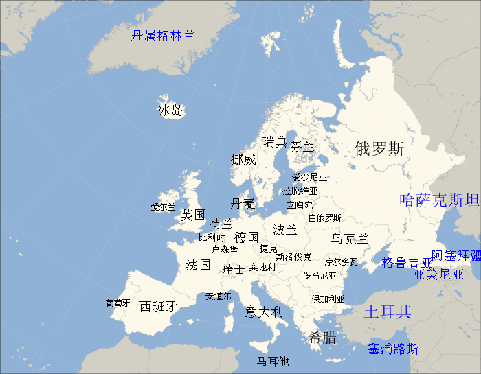 欧洲地图高清版放大图片