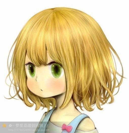 一个金黄色蓬蓬头发的带着耳机 绿色眼睛的动漫小女生,叫什么