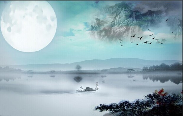 水倒影,小舟,月亮 这叫什么主题 ? 什么画