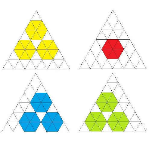 在正三角形abc中,将每条边六等分,则其中有多少个正六边形?